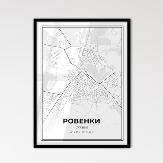 Rovenky Ukraine - Scandinavian Style City Map for Modern Home Decor