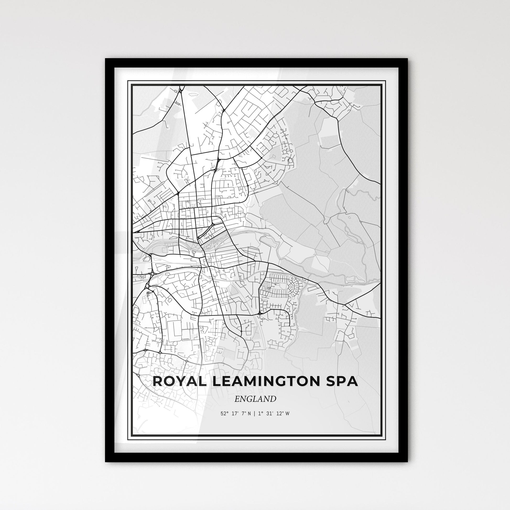 Royal Leamington Spa England - Scandinavian Style City Map for Modern Home Decor