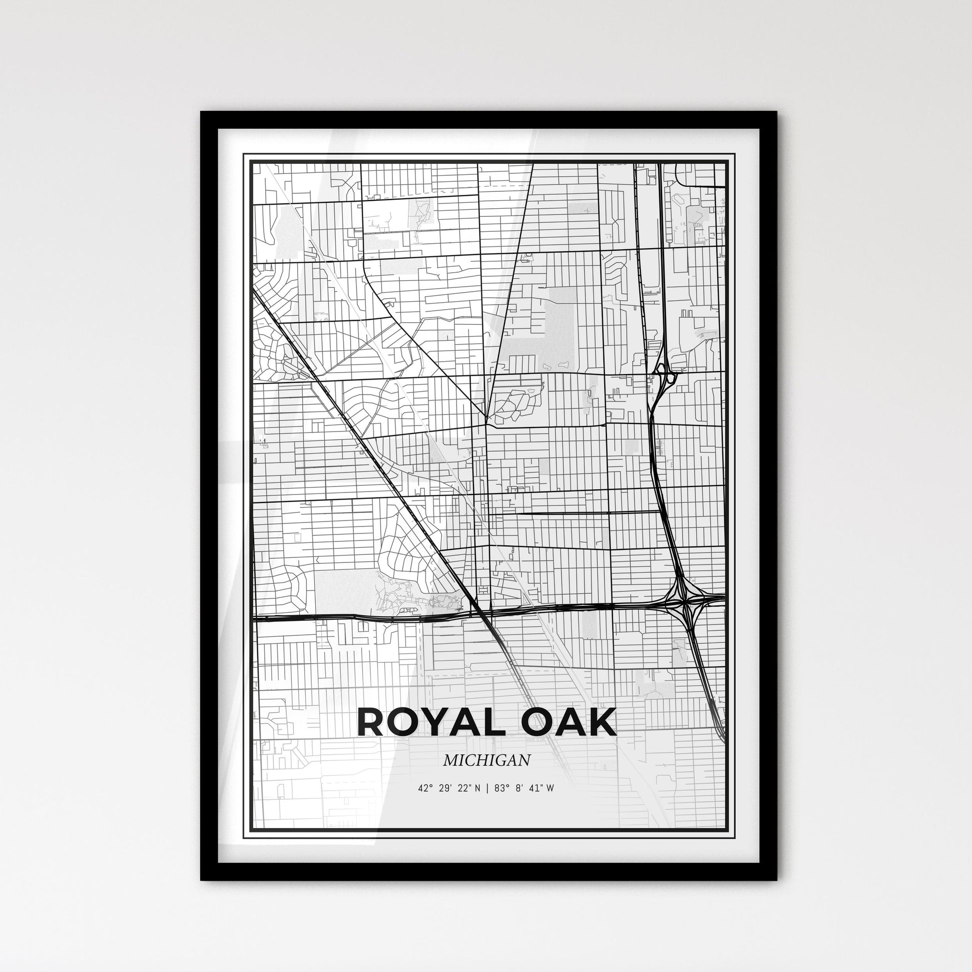 Royal Oak Michigan - Scandinavian Style City Map for Modern Home Decor