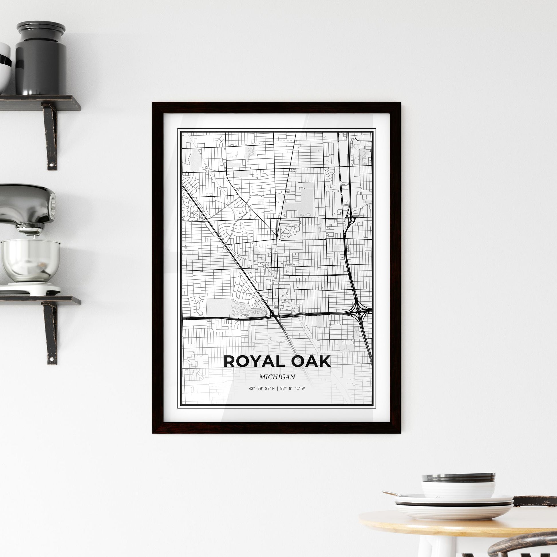 Royal Oak Michigan - Minimal City Map