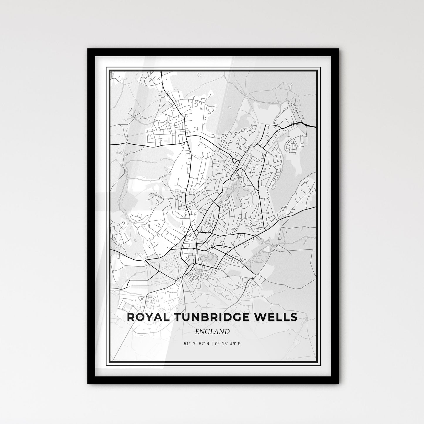 Royal Tunbridge Wells England - Scandinavian Style City Map for Modern Home Decor