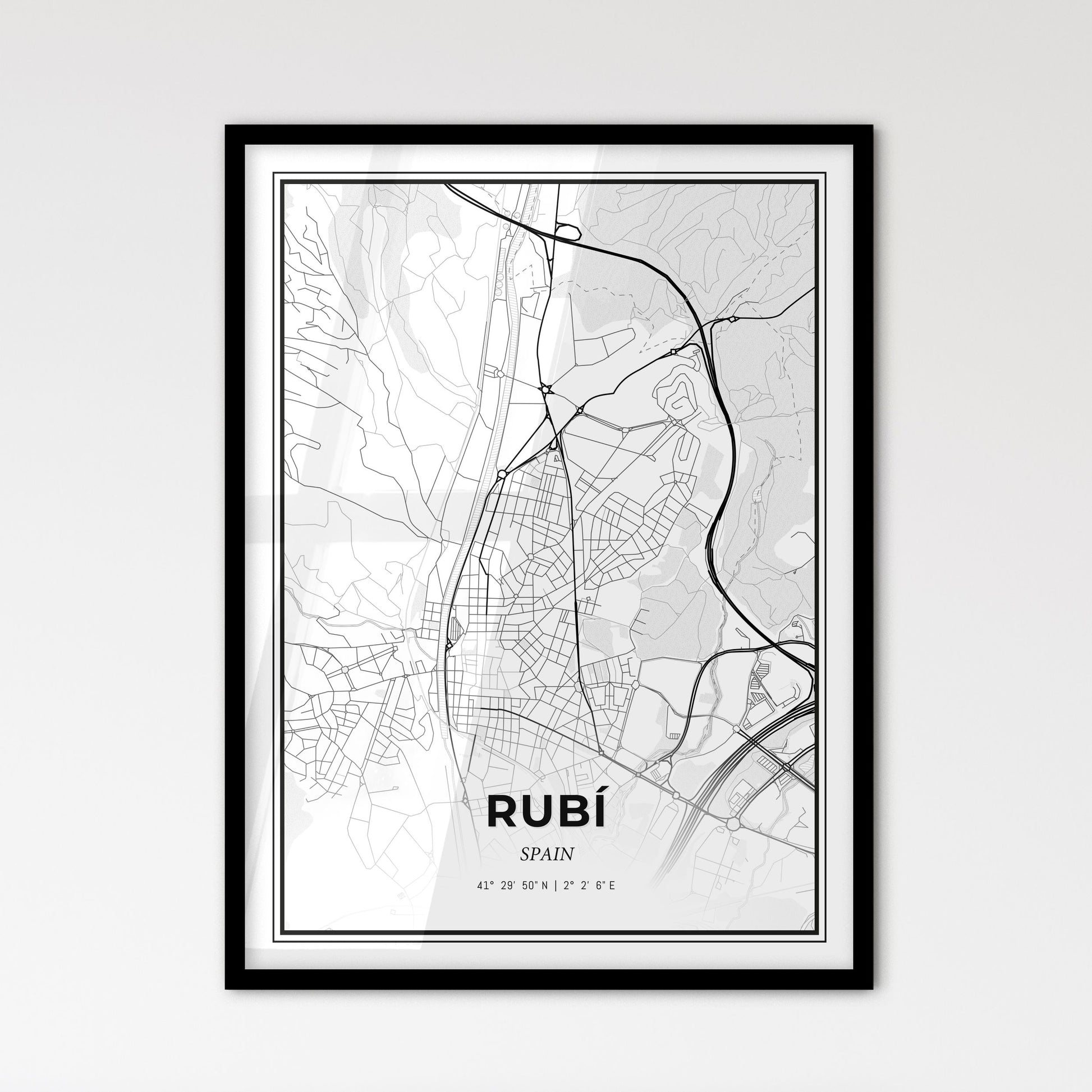 Rubí Spain - Scandinavian Style City Map for Modern Home Decor