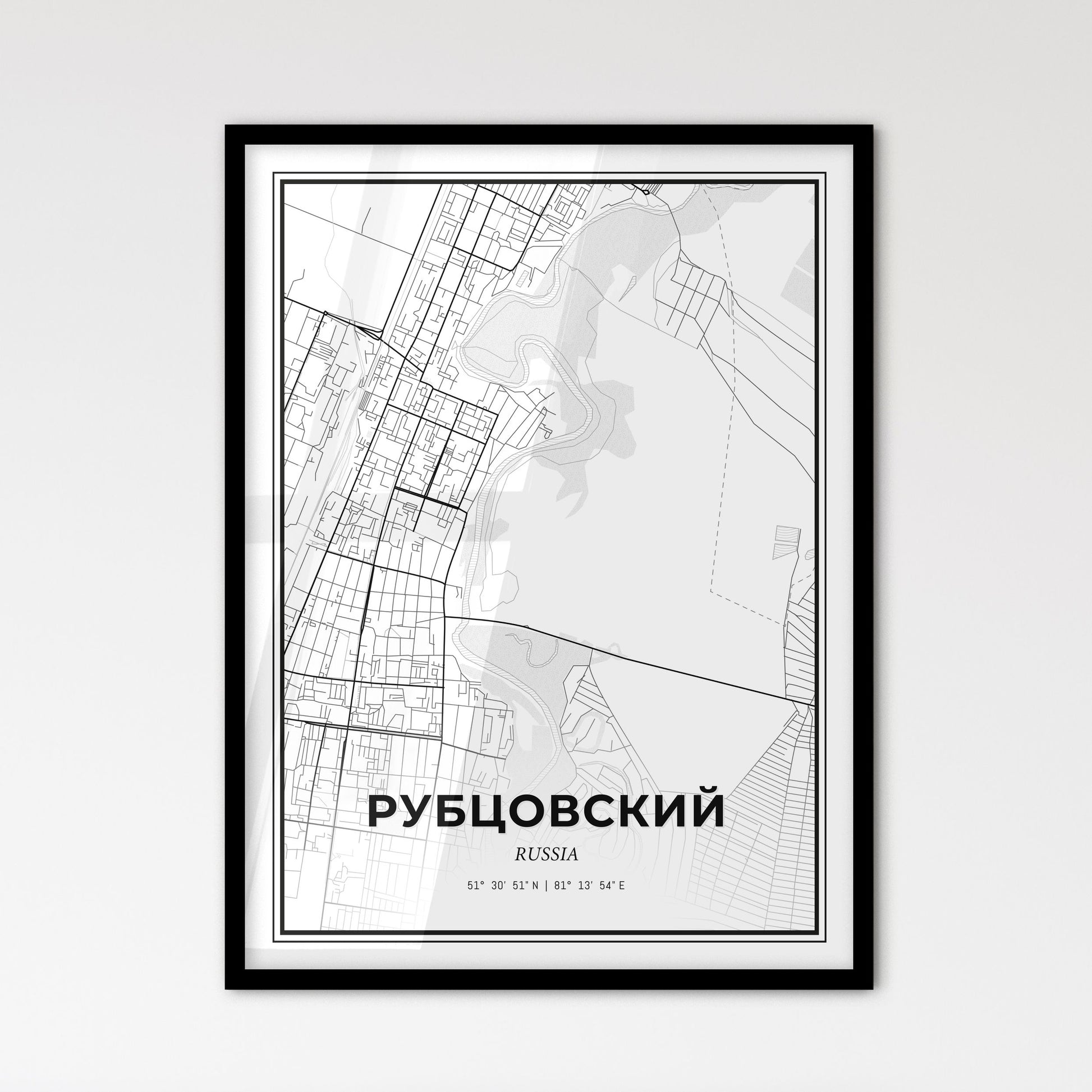 Rubtsovsk Russia - Scandinavian Style City Map for Modern Home Decor