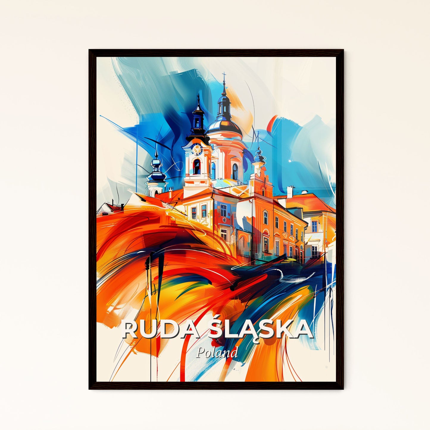 Vibrant Ruda Śląska, Poland - A Painting Of A Building