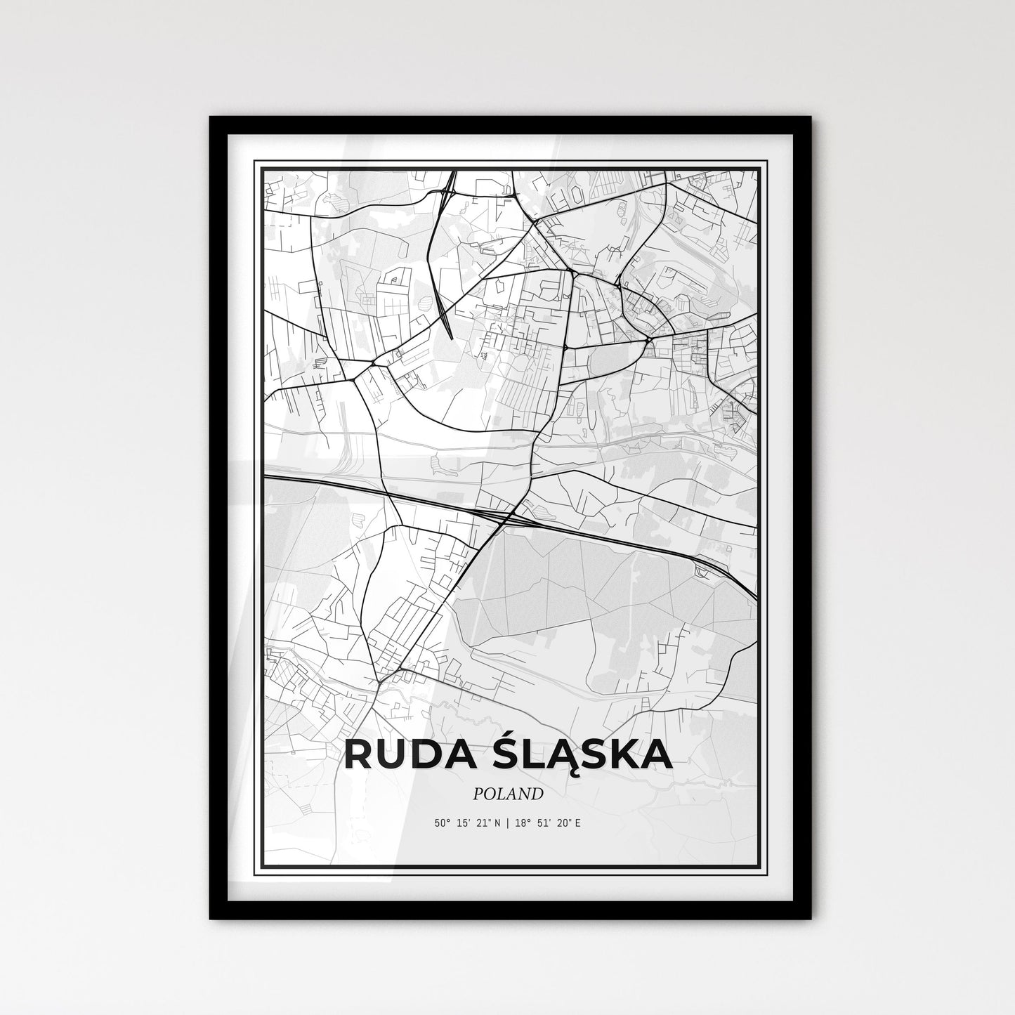 Ruda Śląska Poland - Scandinavian Style City Map for Modern Home Decor