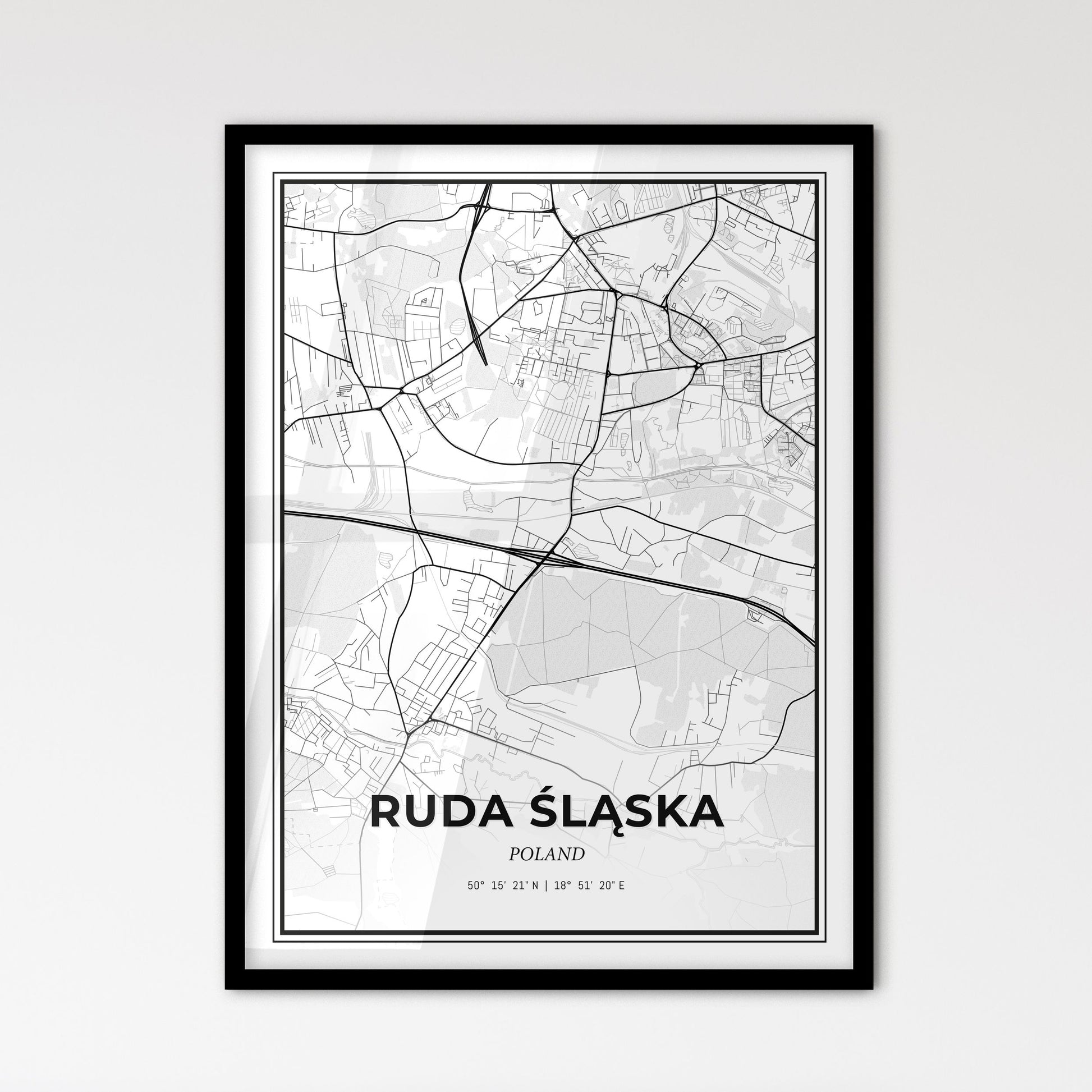 Ruda Śląska Poland - Scandinavian Style City Map for Modern Home Decor