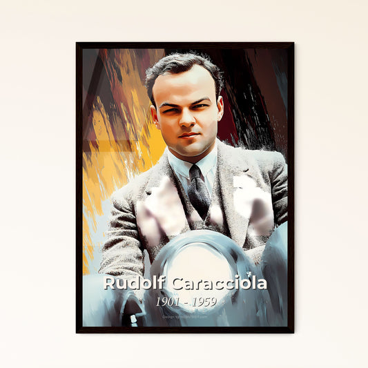 Portrait of Rudolf Caracciola, 1901 - 1959. Impressionistic painting of a man in a suit and tie.