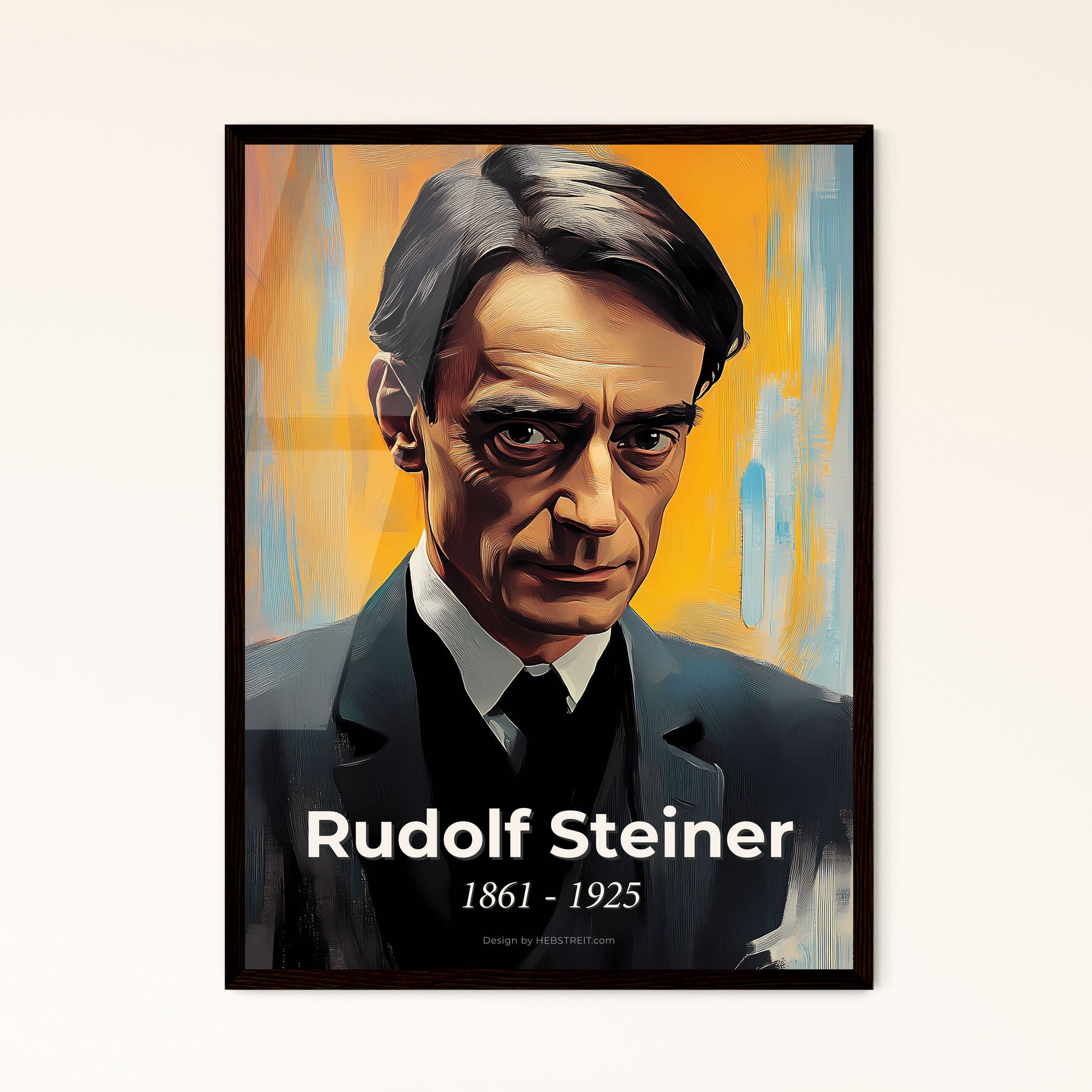 Portrait of Rudolf Steiner, 1861 - 1925. Impressionistic painting of a man in a suit.