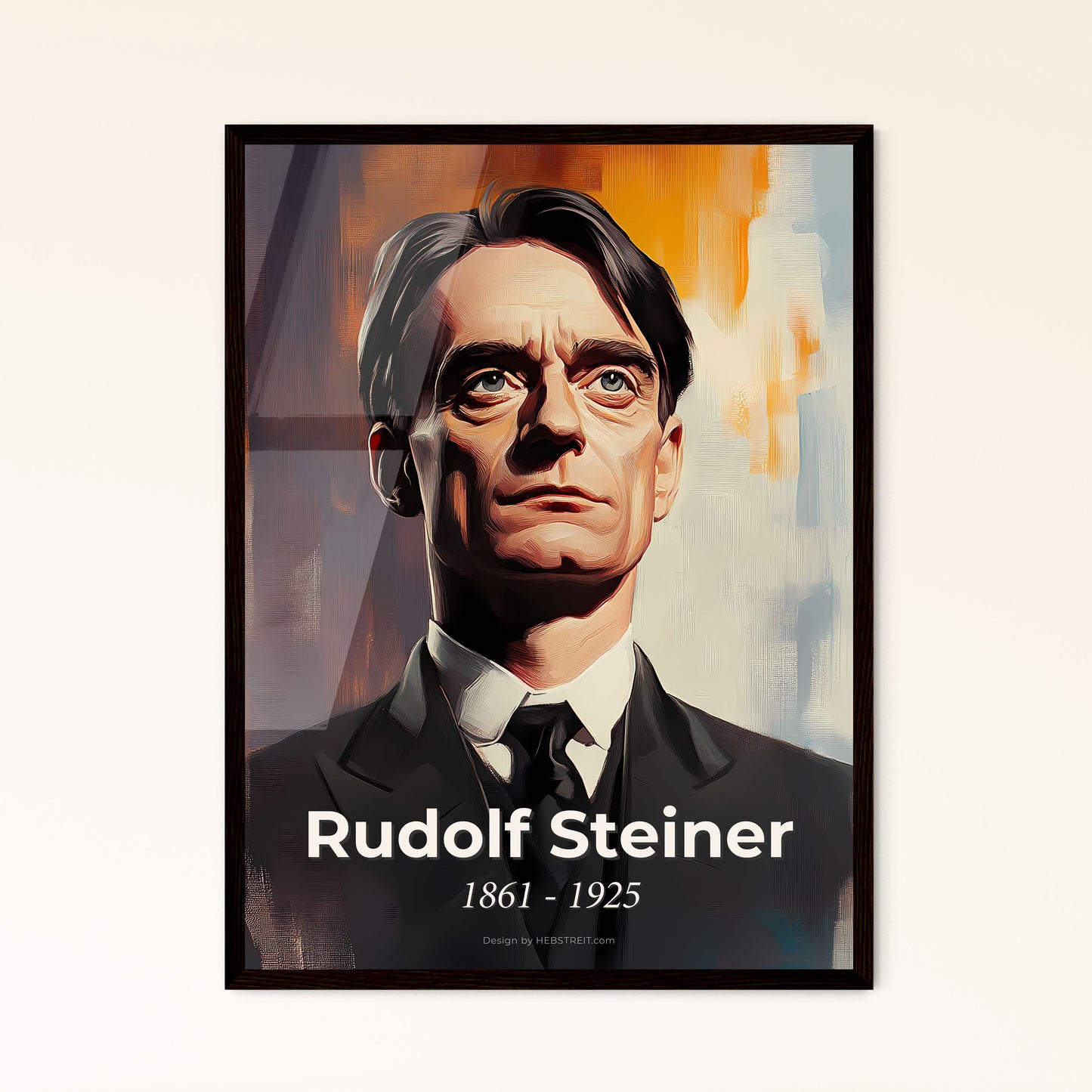 Portrait of Rudolf Steiner, 1861 - 1925. Impressionistic painting of a man in a suit.