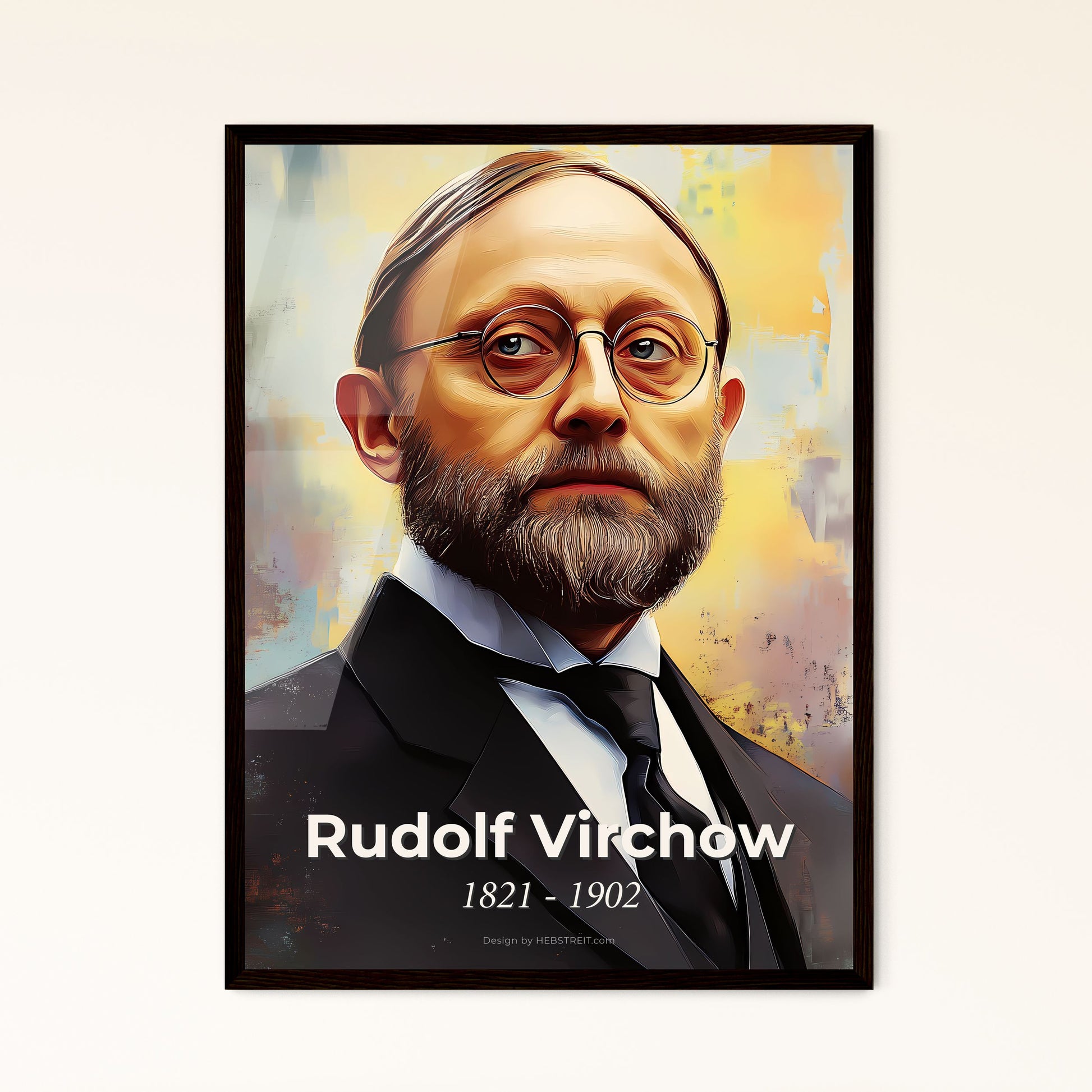 Portrait of Rudolf Virchow, 1821 - 1902. Impressionistic painting of a man in a suit and tie.