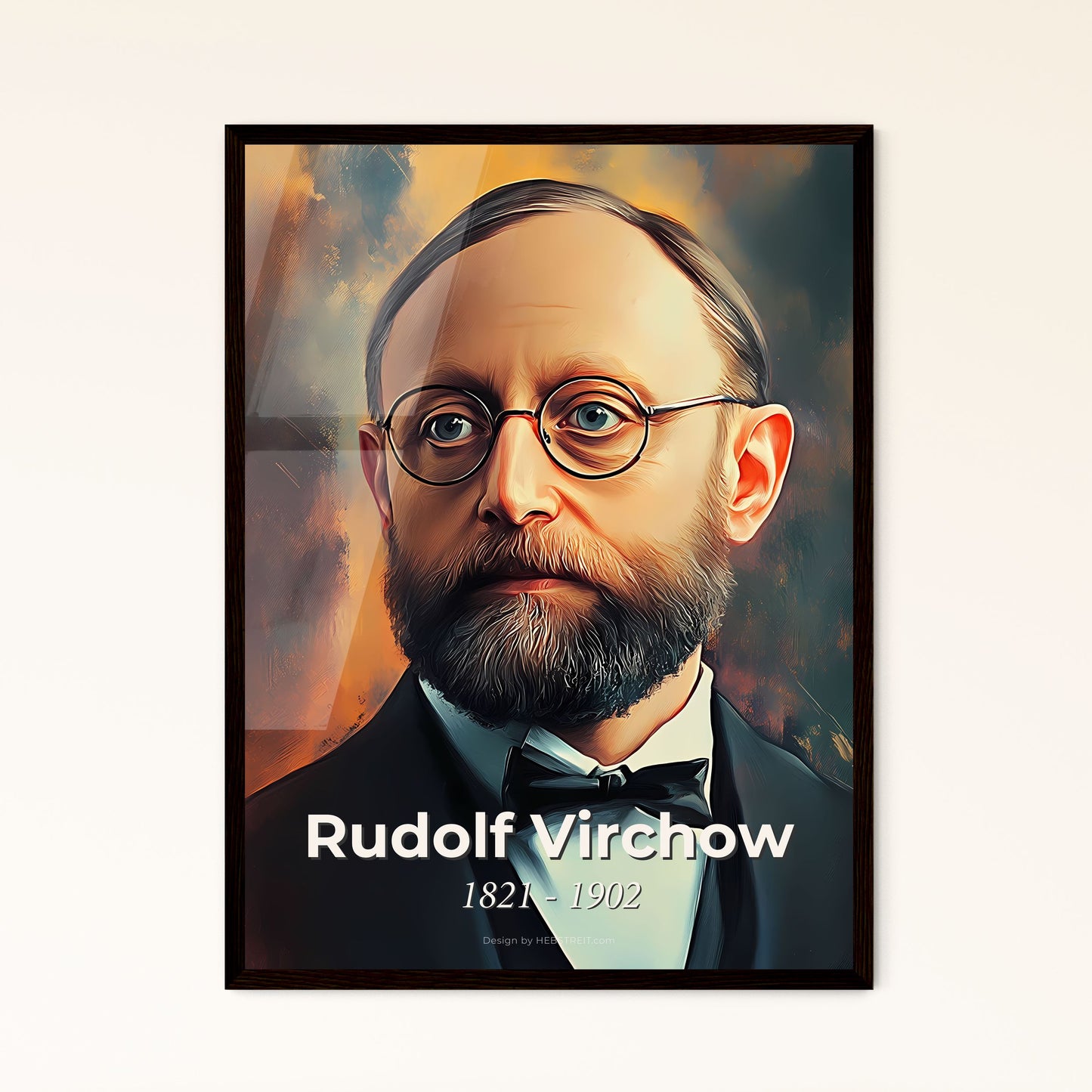 Portrait of Rudolf Virchow, 1821 - 1902. Impressionistic painting of a man in a suit and bow tie.