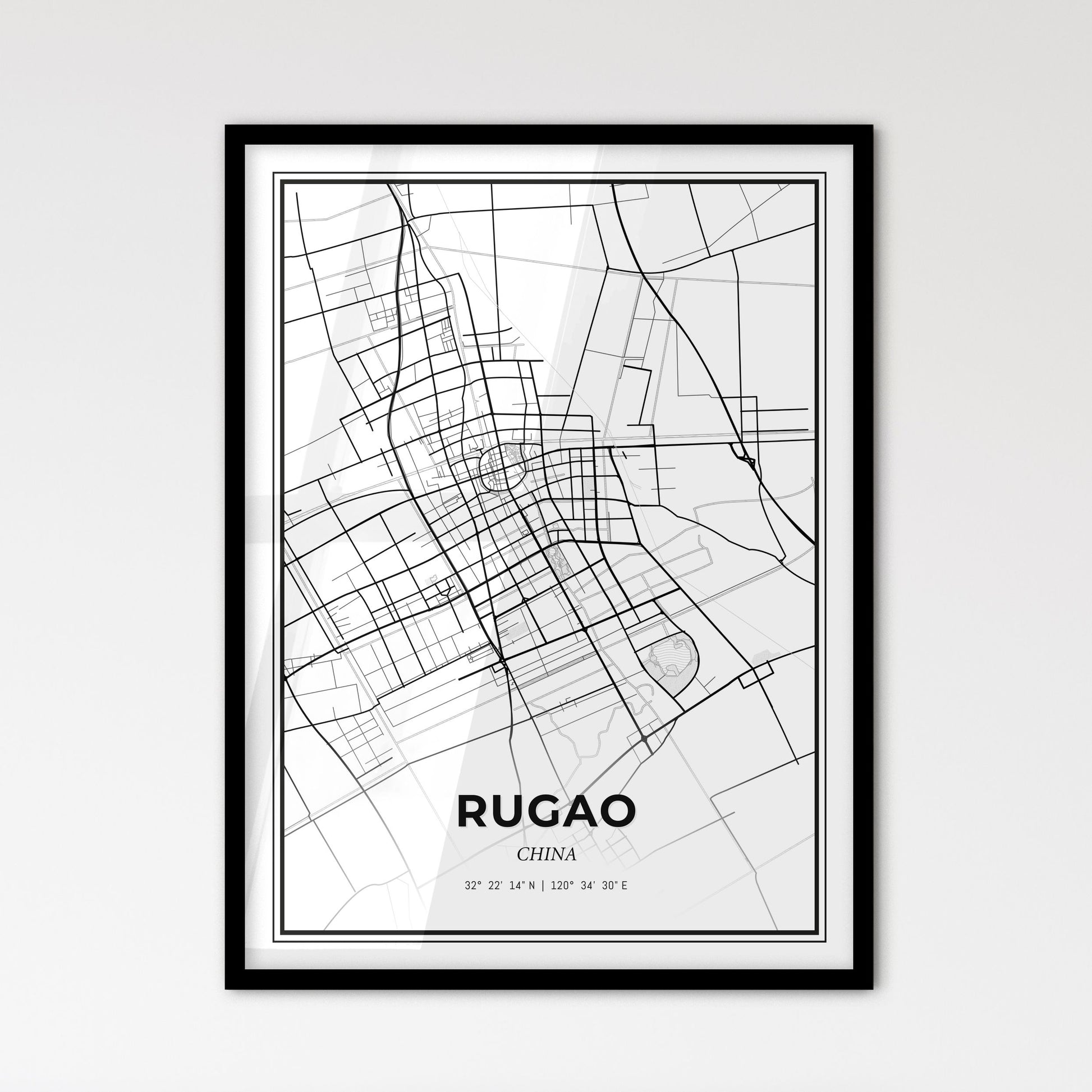 Rugao China - Scandinavian Style City Map for Modern Home Decor