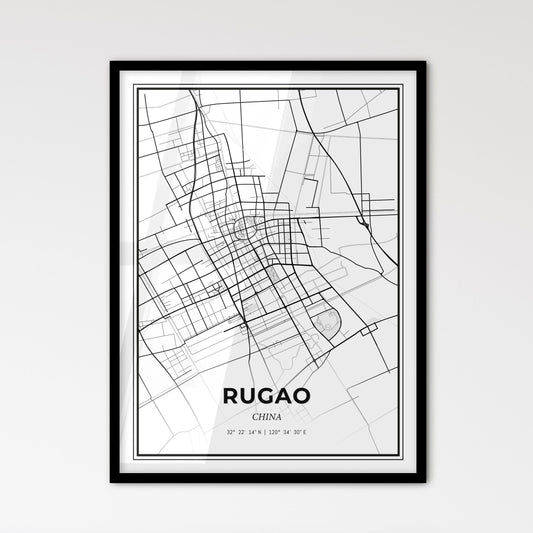 Rugao China - Scandinavian Style City Map for Modern Home Decor