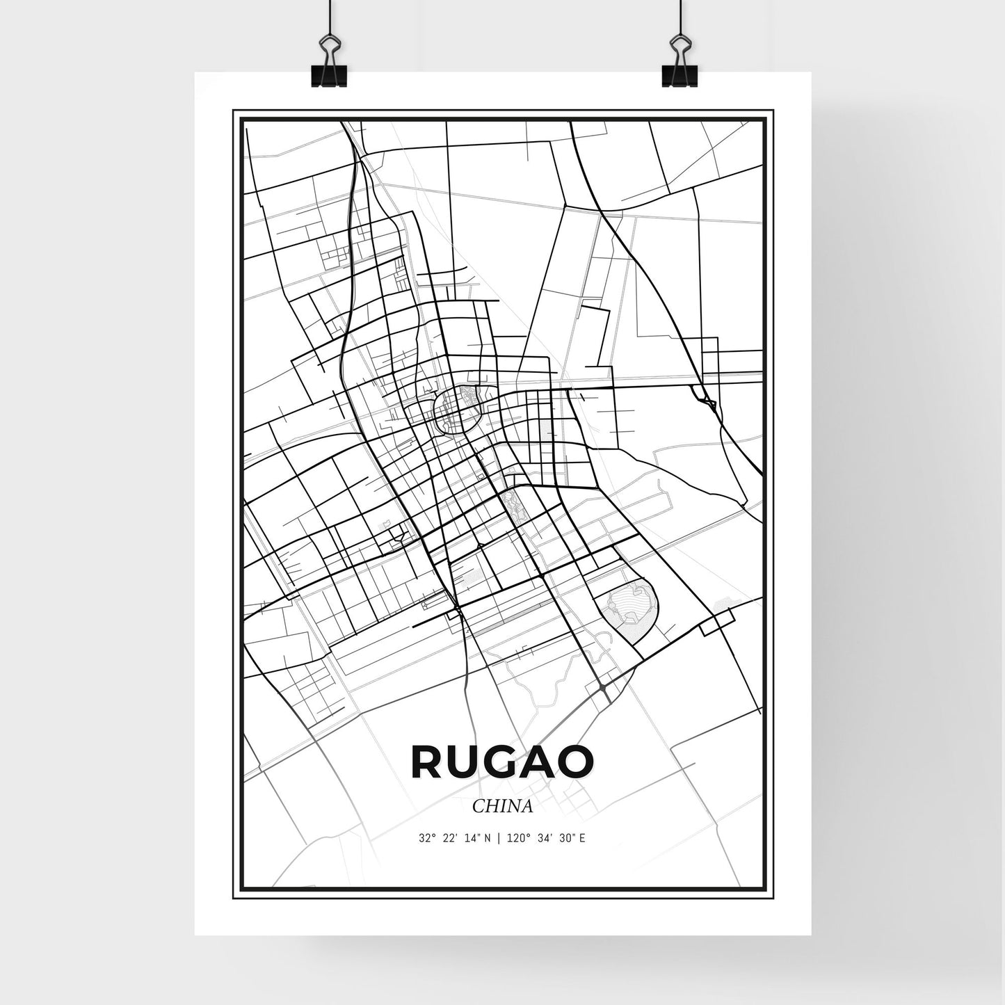 Rugao China - Premium City Map Poster