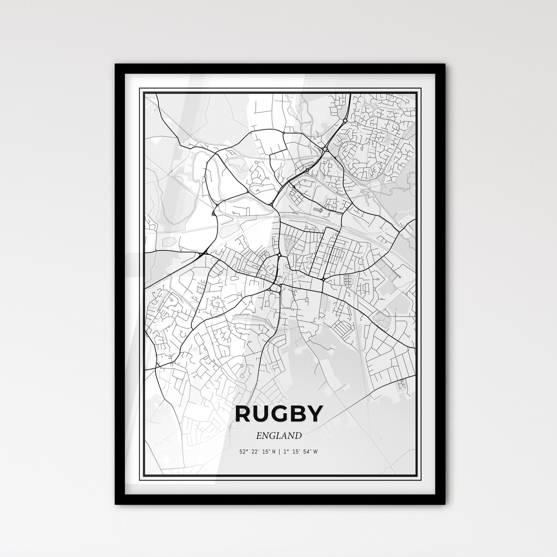 Rugby England - Scandinavian Style City Map for Modern Home Decor