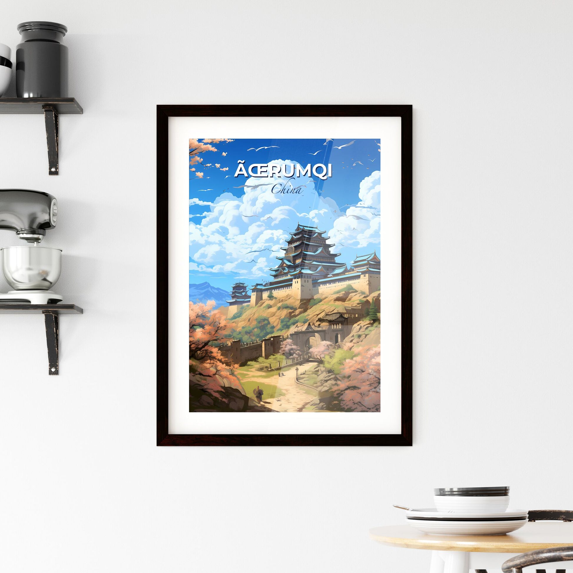 Urumqi China Skyline Abstract Castle Tree Hill Path Painting Canvas Print Artistic Default Title