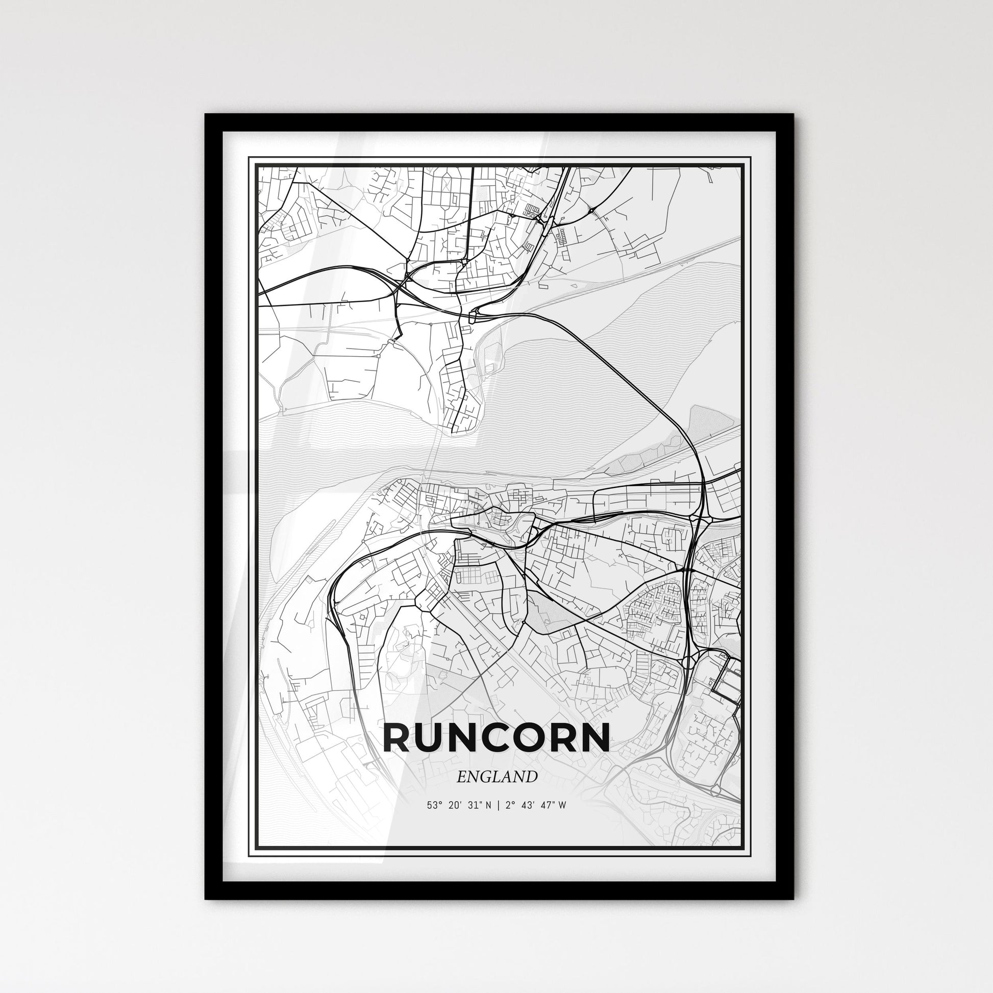 Runcorn England - Scandinavian Style City Map for Modern Home Decor