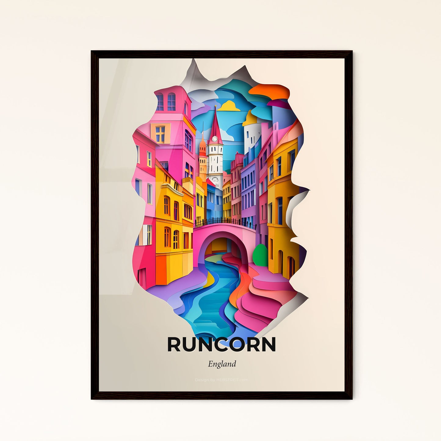 Vivid Runcorn, England, Papercut Print
