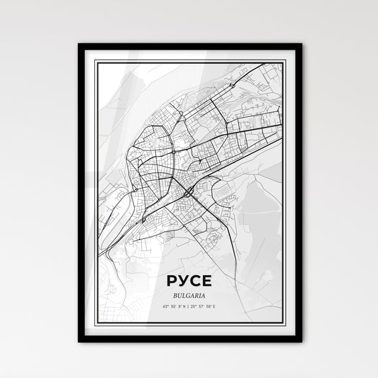 Ruse Bulgaria - Scandinavian Style City Map for Modern Home Decor