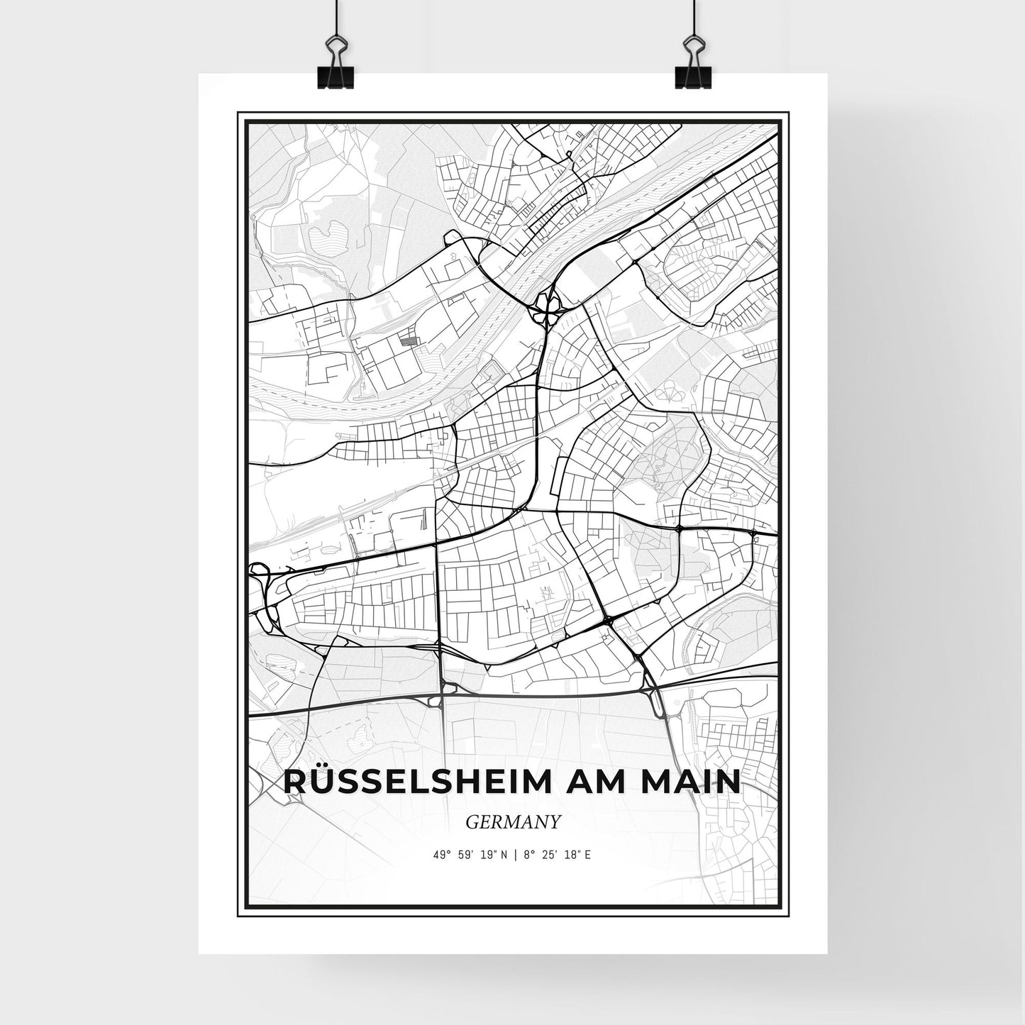 Russelsheim am Main Germany - Premium City Map Poster