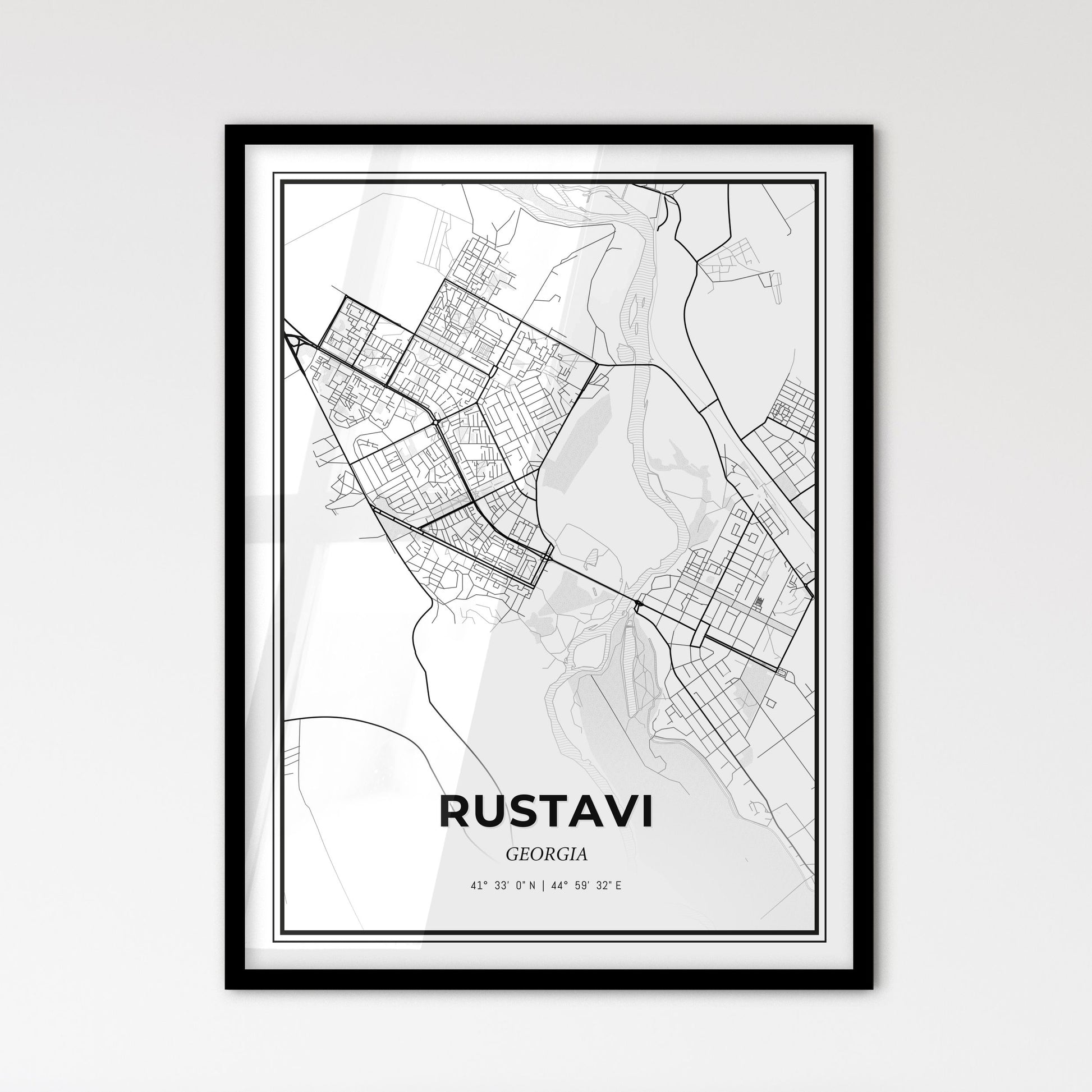 Rustavi Georgia - Scandinavian Style City Map for Modern Home Decor