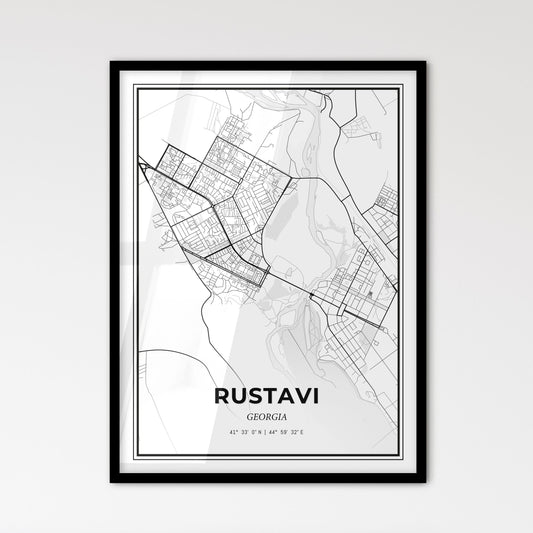 Rustavi Georgia - Scandinavian Style City Map for Modern Home Decor