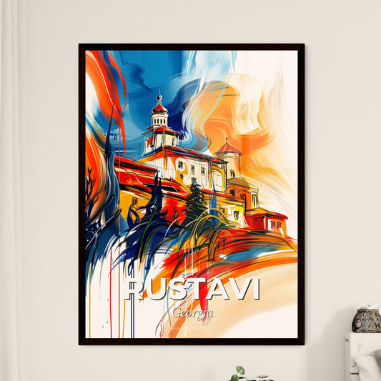 Vibrant Rustavi, Georgia - A Painting Of A Building