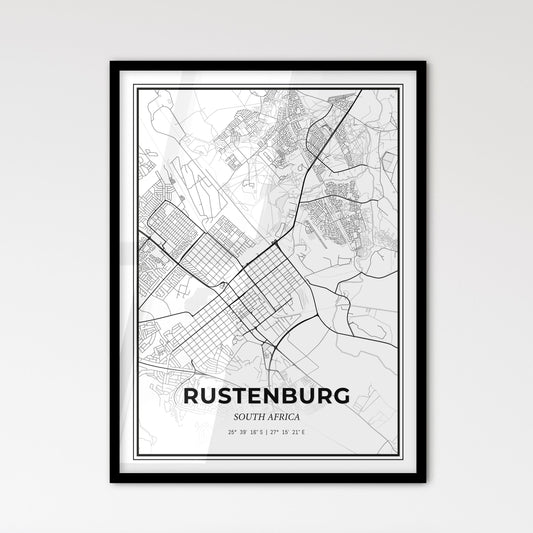 Rustenburg South Africa - Scandinavian Style City Map for Modern Home Decor