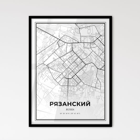 Ryazan Russia - Scandinavian Style City Map for Modern Home Decor