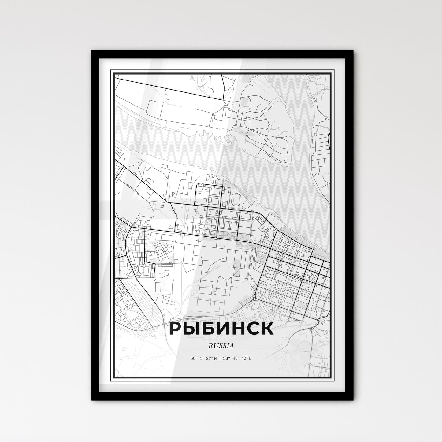 Rybinsk Russia - Scandinavian Style City Map for Modern Home Decor