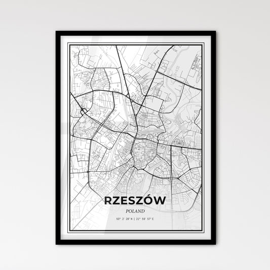 Rzeszów Poland - Scandinavian Style City Map for Modern Home Decor