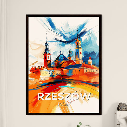 Vibrant Rzeszów, Poland - A Painting Of A Building With Towers