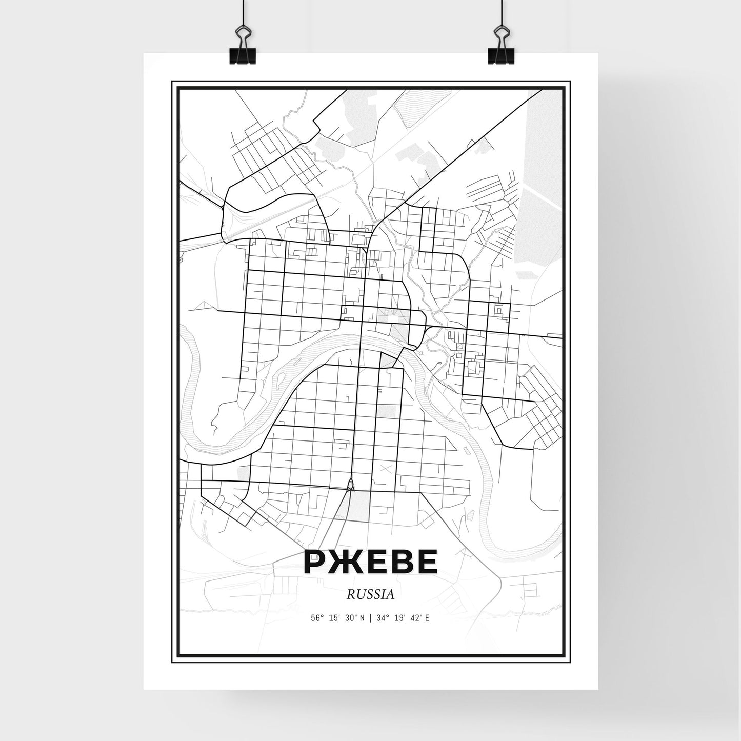 Rzhev Russia - Premium City Map Poster