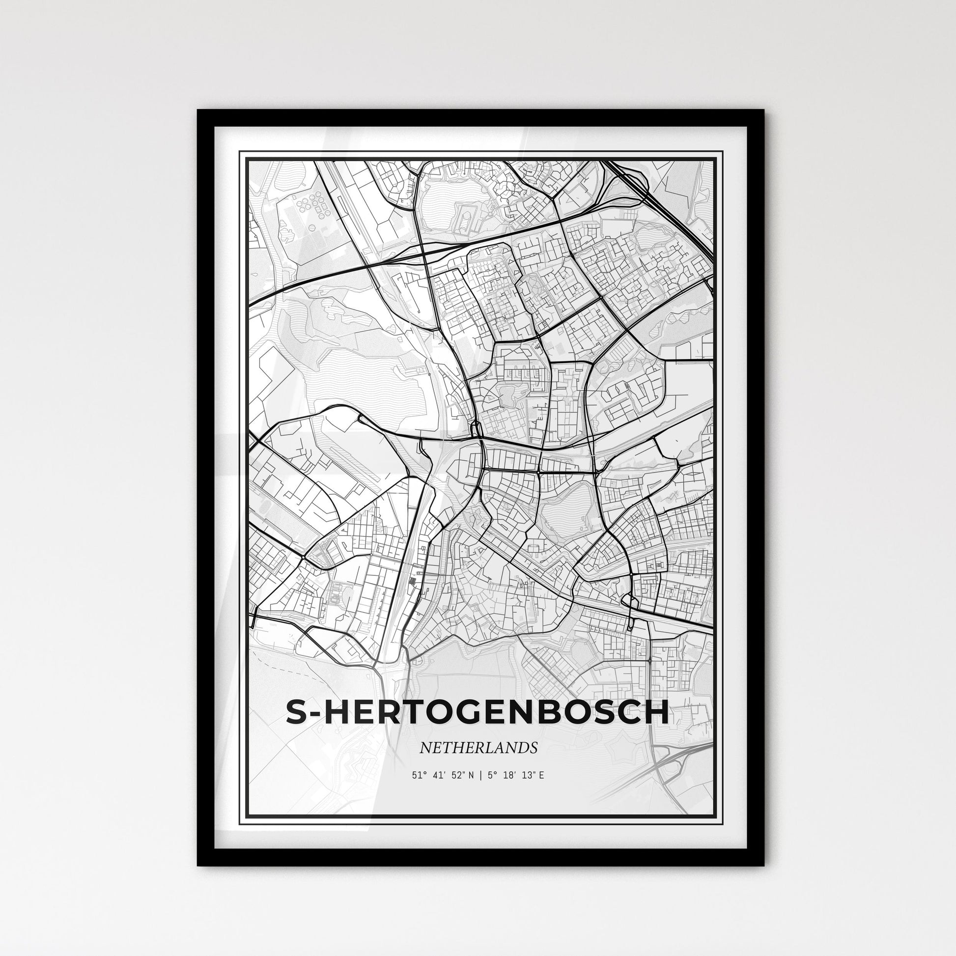   s-Hertogenbosch Netherlands - Scandinavian Style City Map for Modern Home Decor