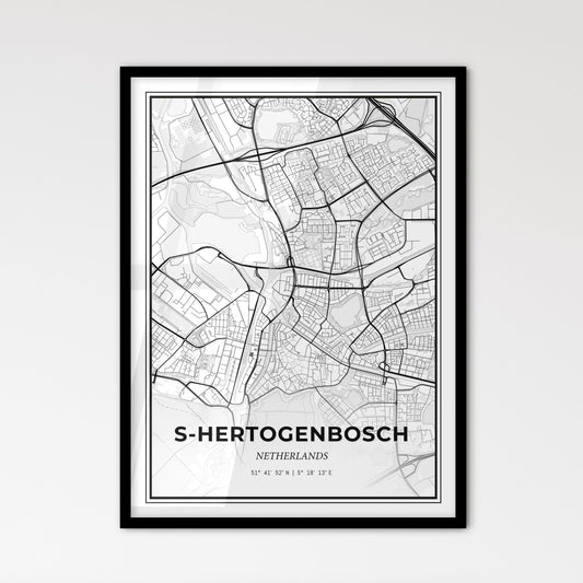   s-Hertogenbosch Netherlands - Scandinavian Style City Map for Modern Home Decor