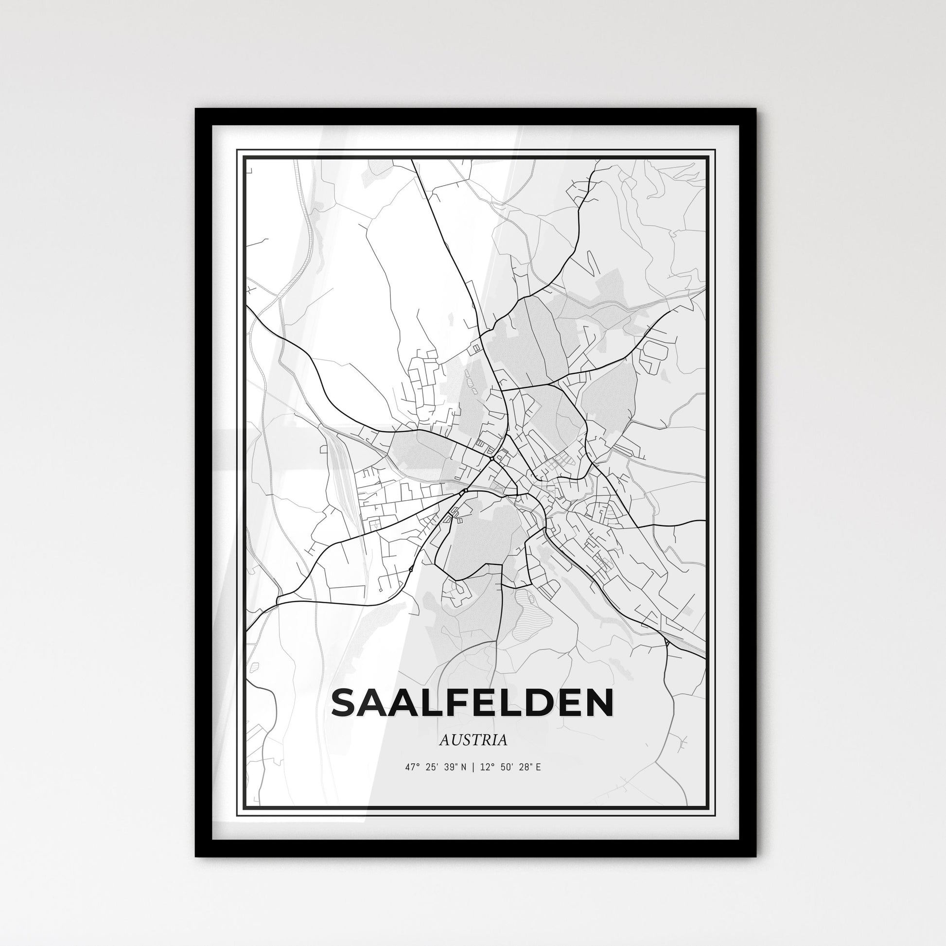 Saalfelden Austria - Scandinavian Style City Map for Modern Home Decor