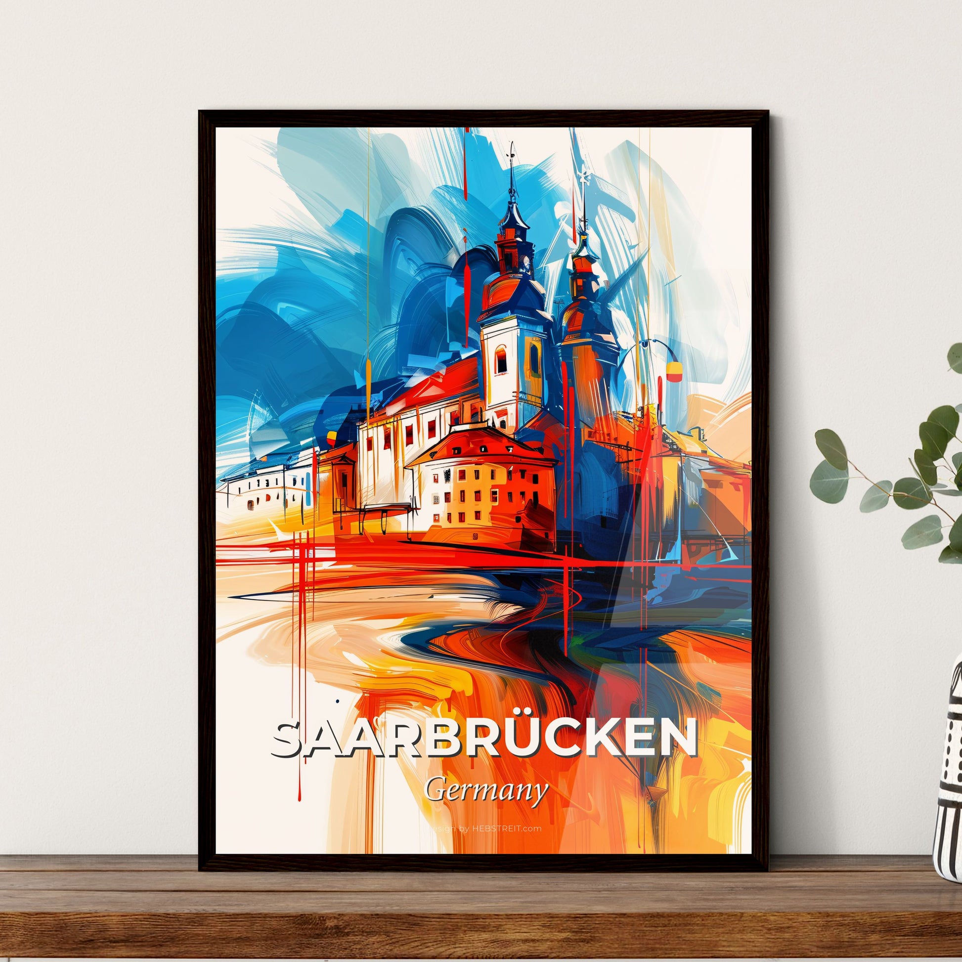 Vibrant Saarbrücken, Germany - A Painting Of A Building