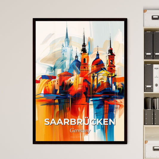 Vibrant Saarbrücken, Germany - A Painting Of A Building With Towers