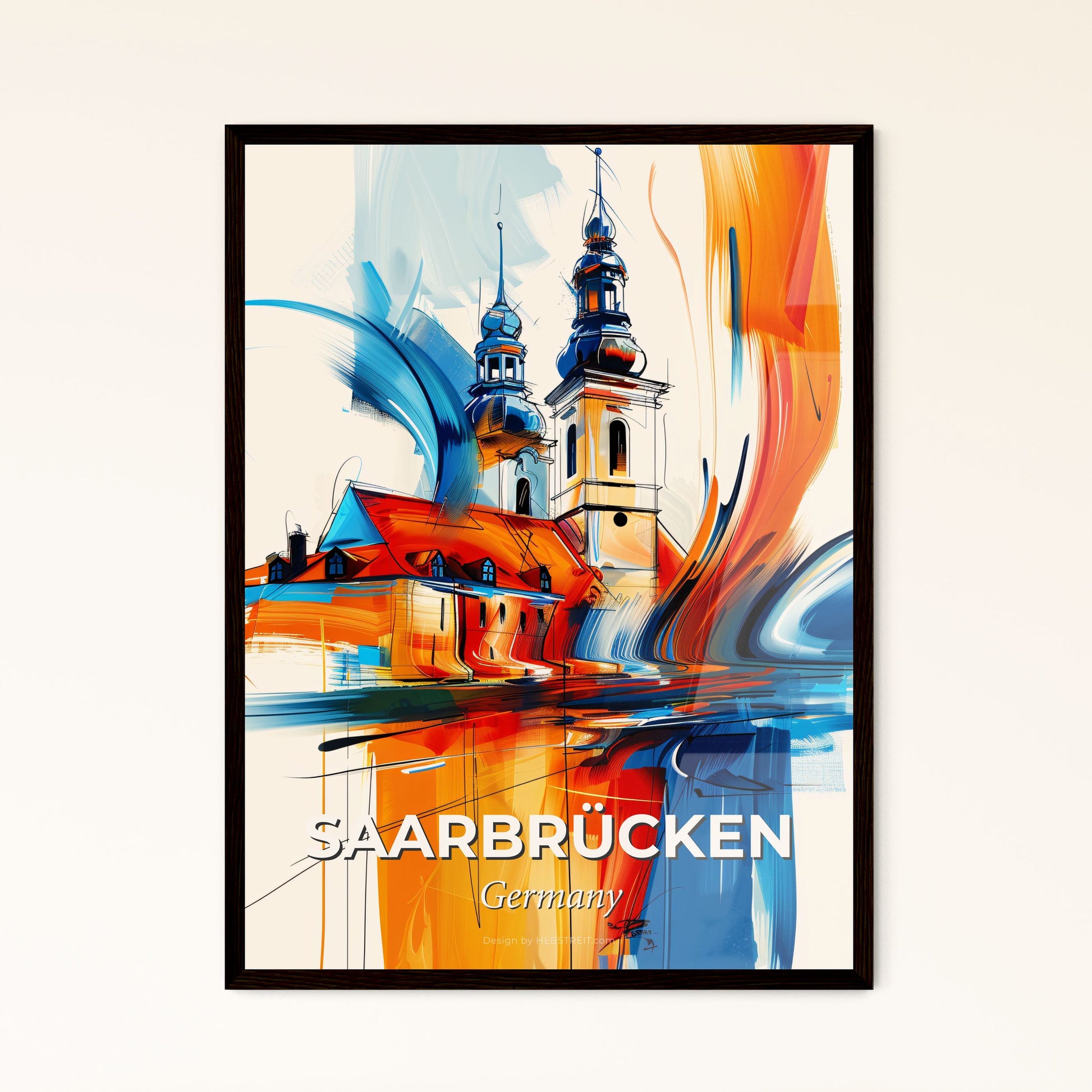 Vibrant Saarbrücken, Germany - A Painting Of A Building