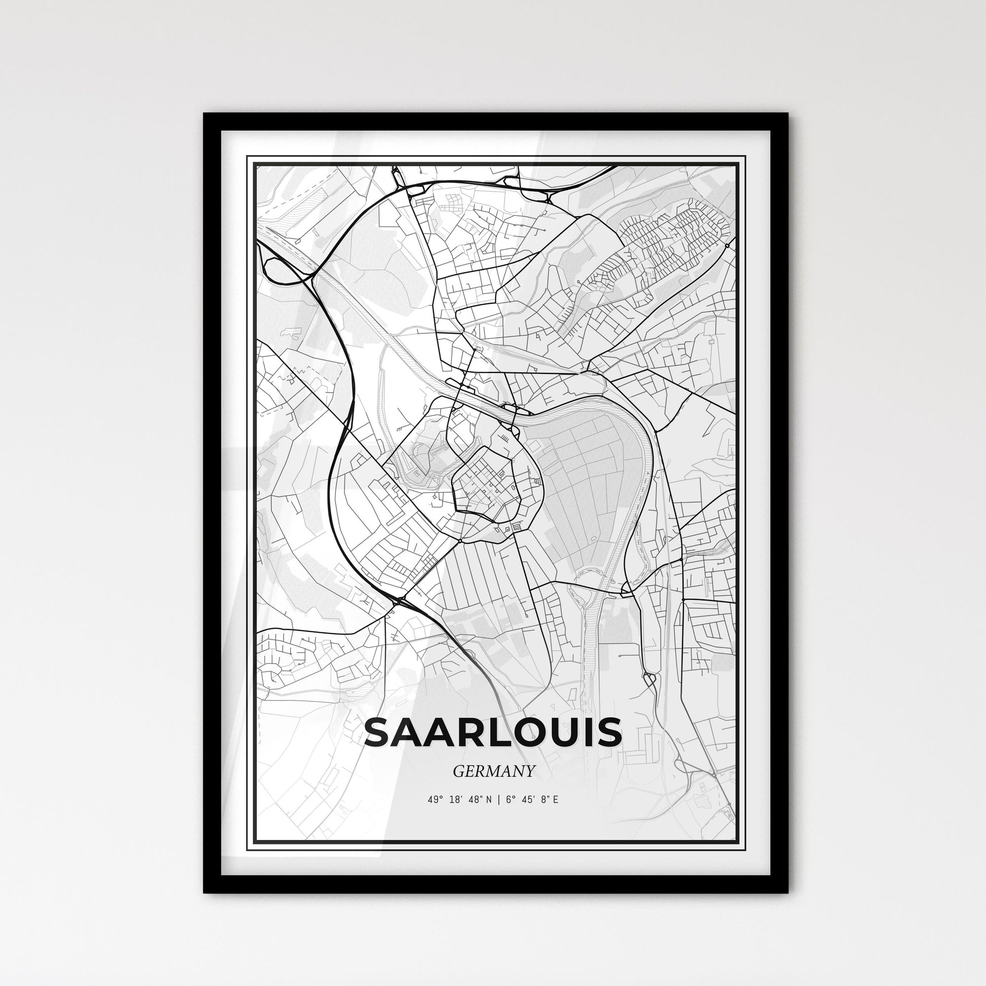 Saarlouis Germany - Scandinavian Style City Map for Modern Home Decor