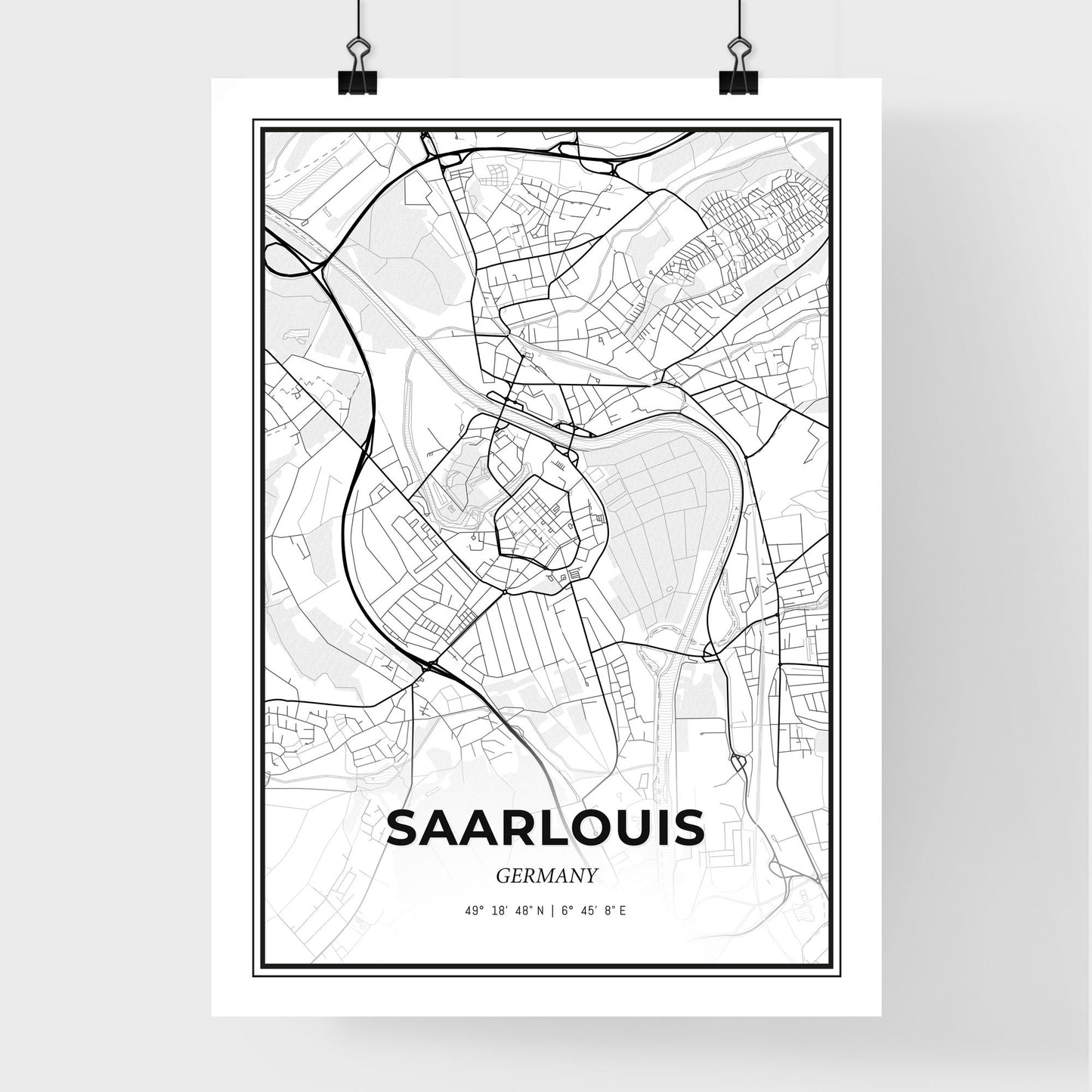 Saarlouis Germany - Premium City Map Poster