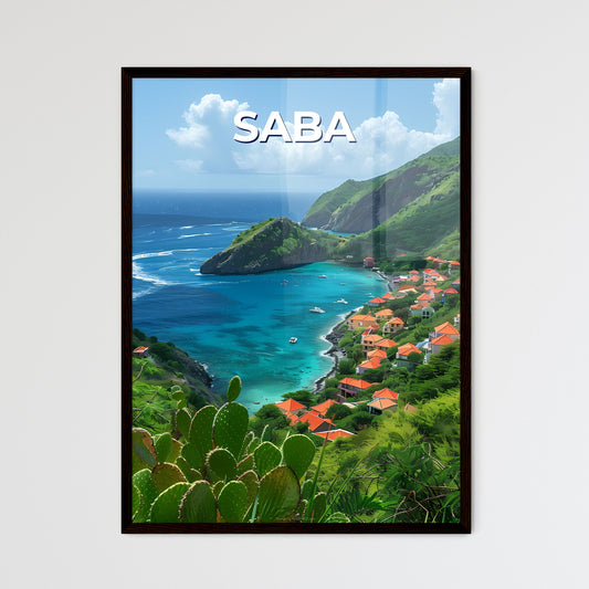 Vibrant Painting of Coastal Town Saba in Nor - Framed Art Print