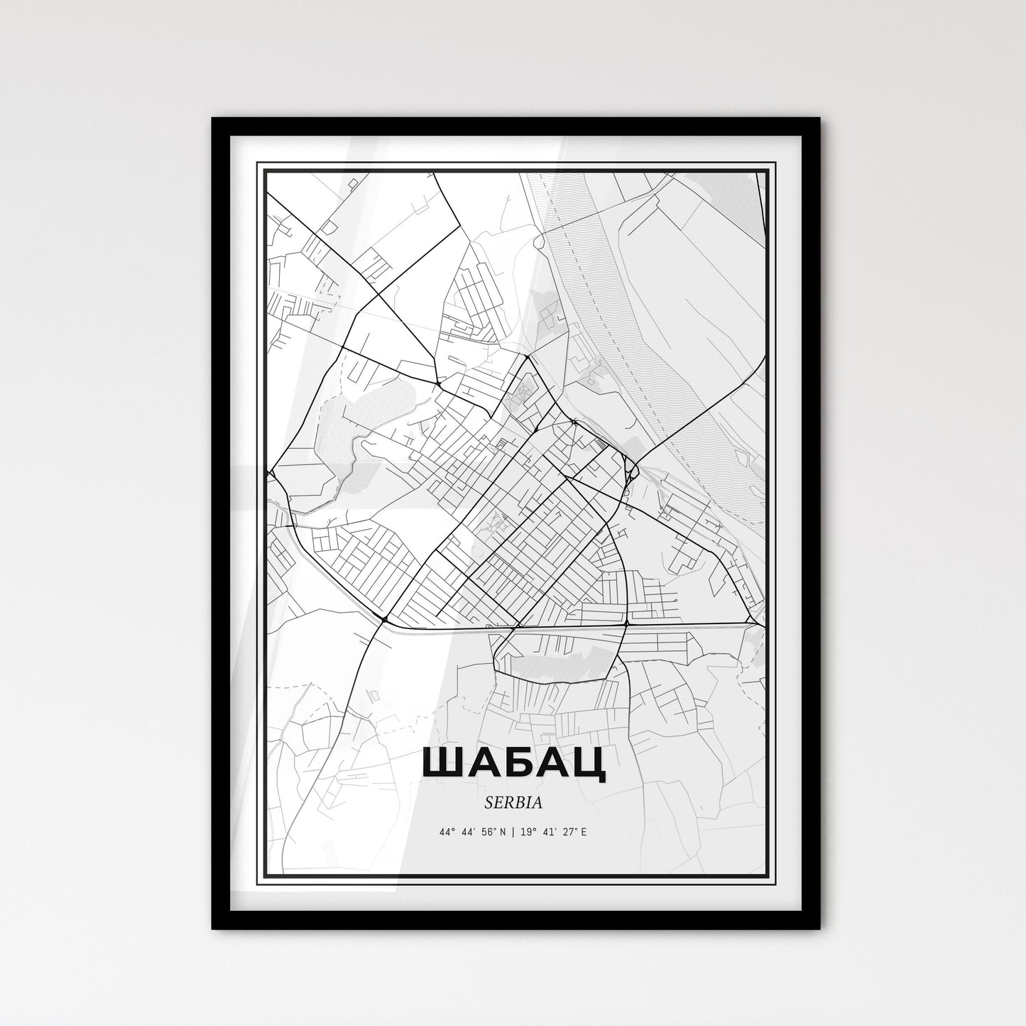 Šabac Serbia - Scandinavian Style City Map for Modern Home Decor