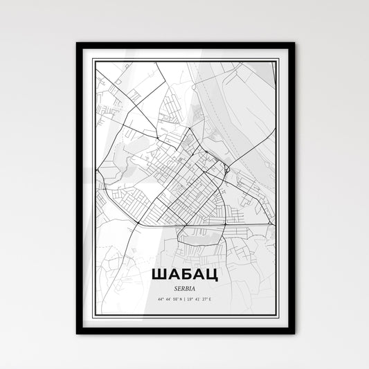 Šabac Serbia - Scandinavian Style City Map for Modern Home Decor