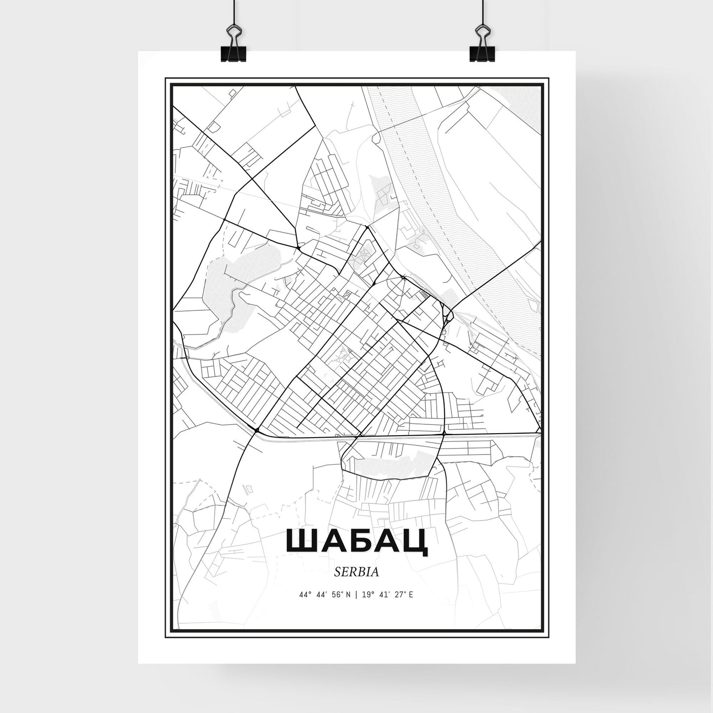 Šabac Serbia - Premium City Map Poster