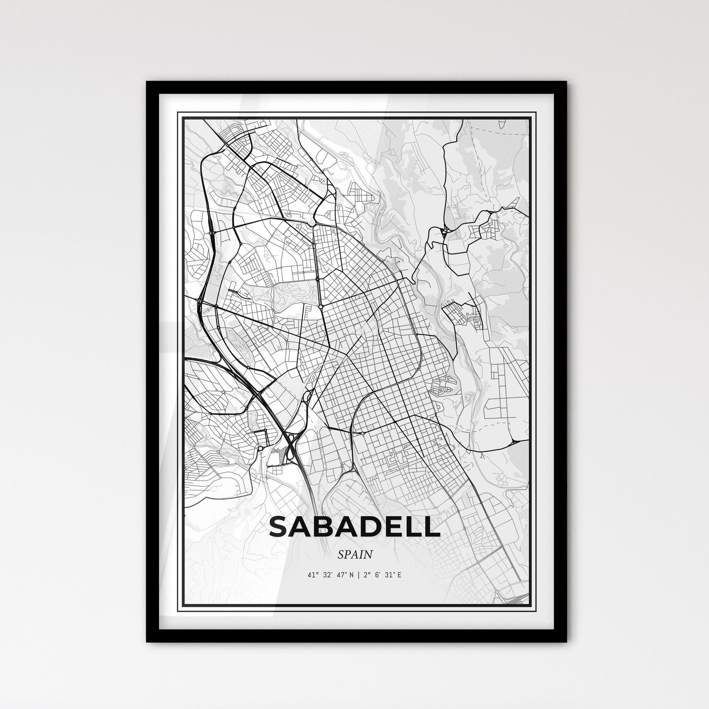 Sabadell Spain - Scandinavian Style City Map for Modern Home Decor