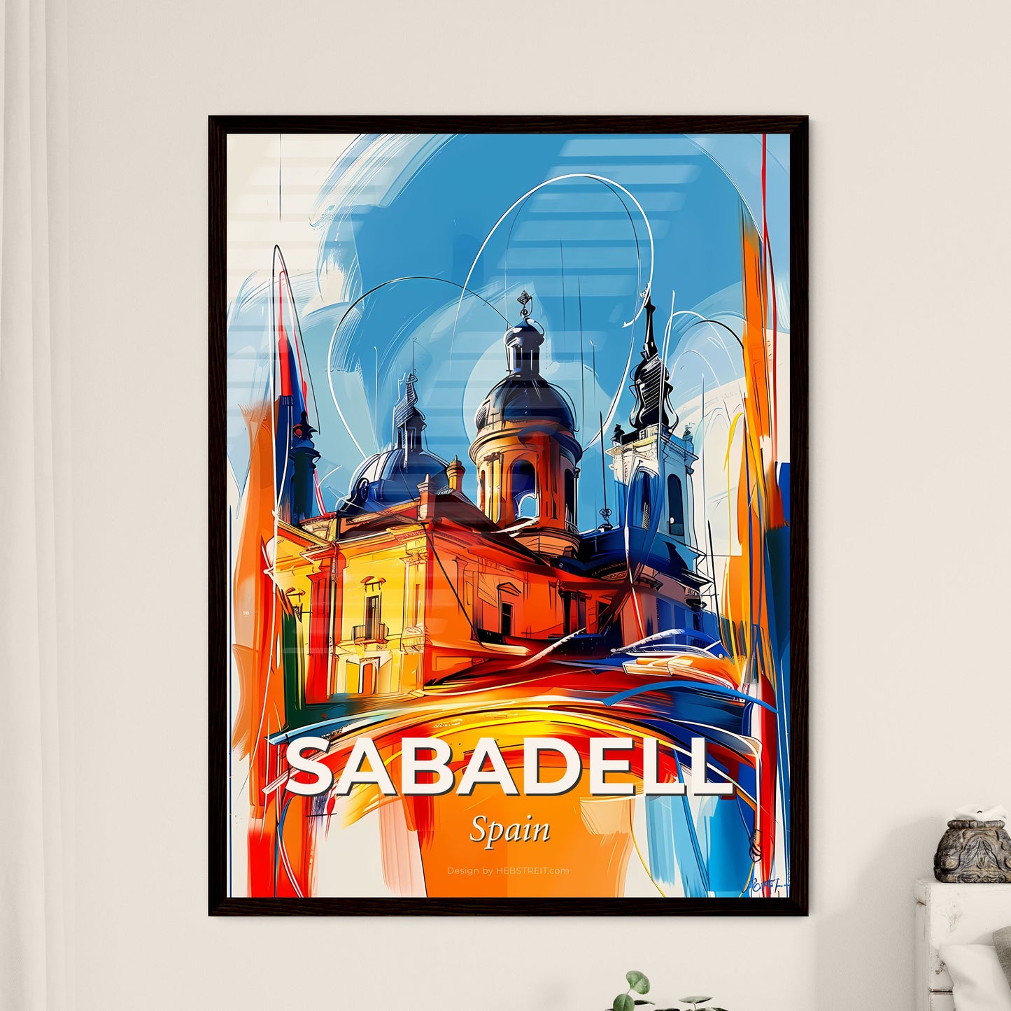 Vibrant Sabadell, Spain - A Painting Of A Building