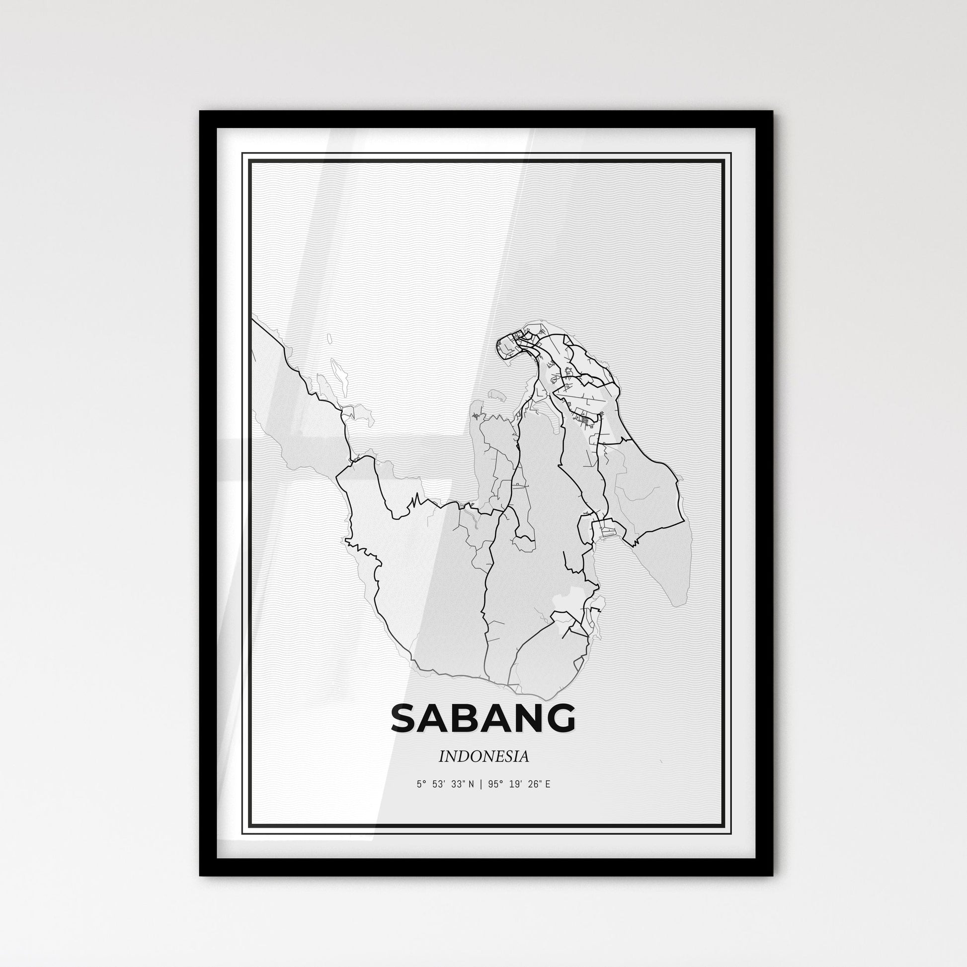 Sabang Indonesia - Scandinavian Style City Map for Modern Home Decor