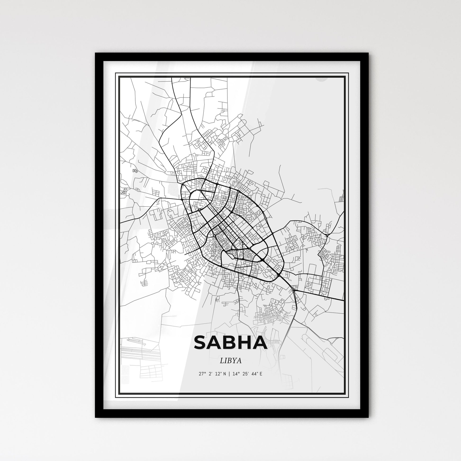 Sabha Libya - Scandinavian Style City Map for Modern Home Decor