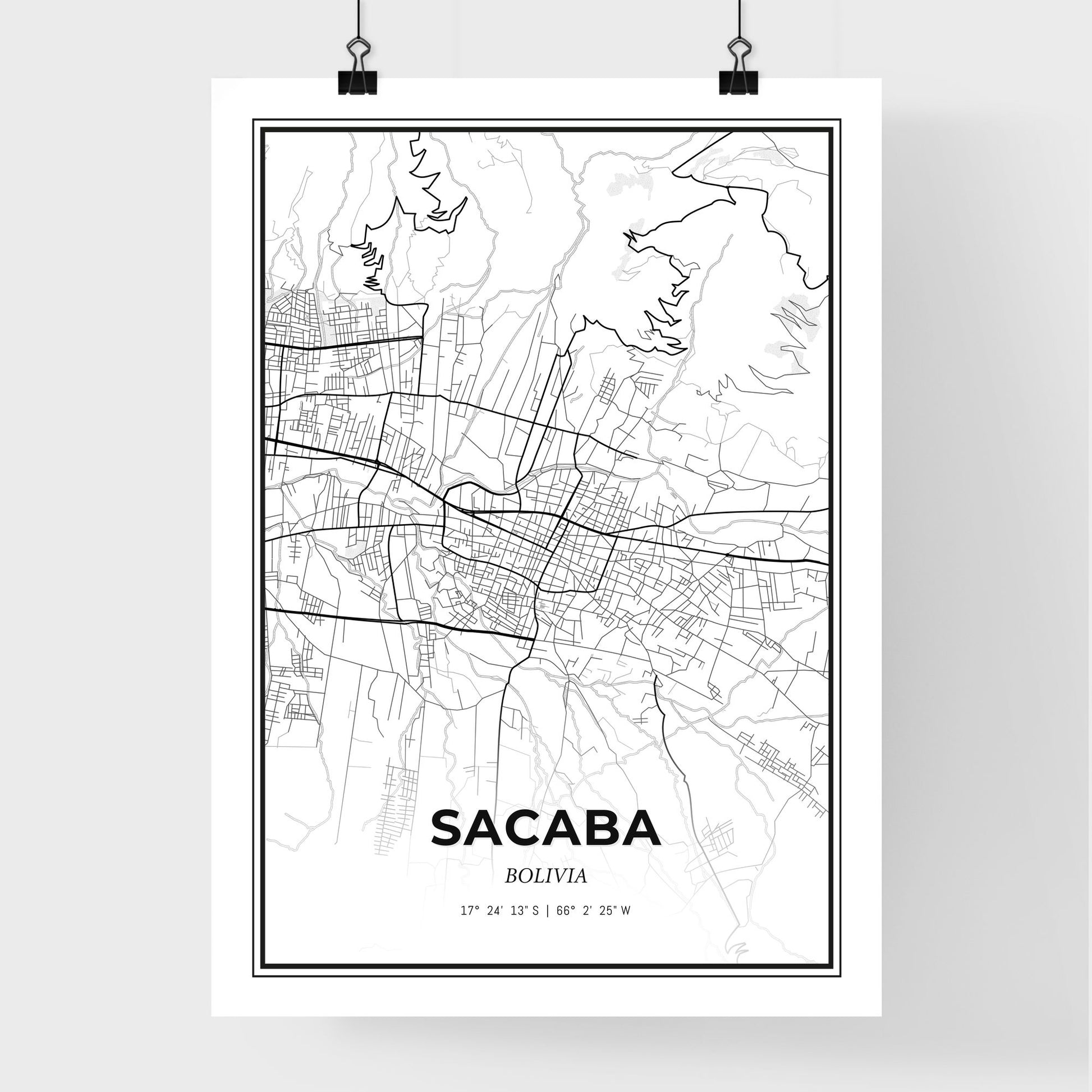 Sacaba Bolivia - Premium City Map Poster